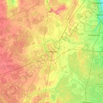 Gatchina topographic map, elevation, terrain