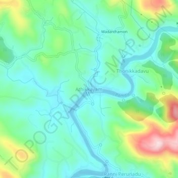 Athikkayam topographic map, elevation, terrain