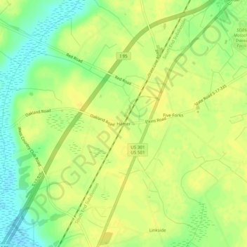 Hamer topographic map, elevation, terrain