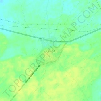 Gusaisar topographic map, elevation, terrain