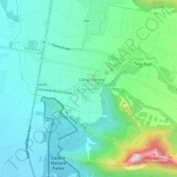 Cascavelle topographic map, elevation, terrain