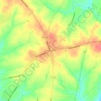 Cross Anchor topographic map, elevation, terrain