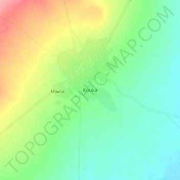 Kouka topographic map, elevation, terrain