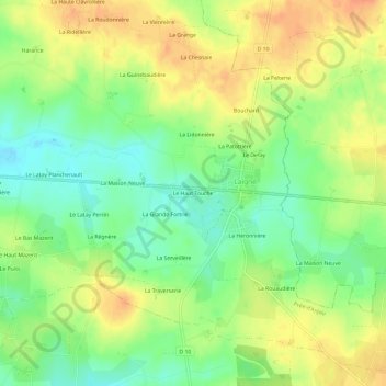 Le Haut Touche topographic map, elevation, terrain