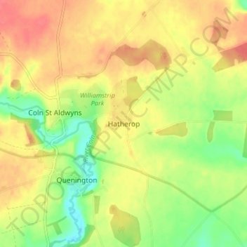 Hatherop topographic map, elevation, terrain
