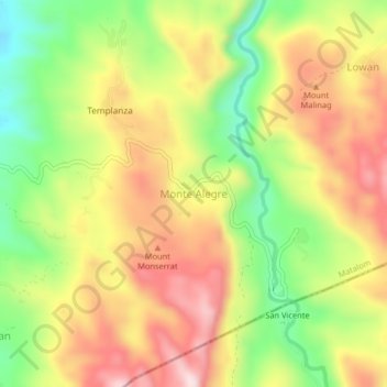 Monte Alegre topographic map, elevation, terrain