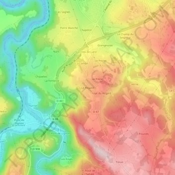 Le Regard topographic map, elevation, terrain