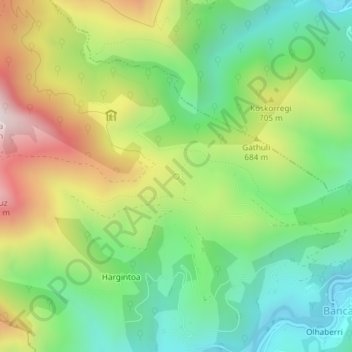Gathuliko Ithurria topographic map, elevation, terrain