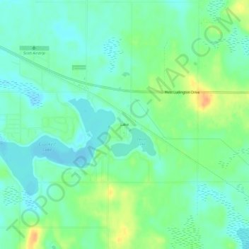 Lake topographic map, elevation, terrain