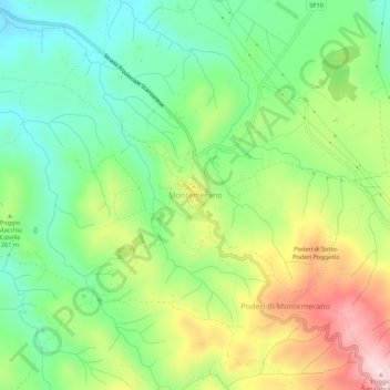 Montemerano topographic map, elevation, terrain