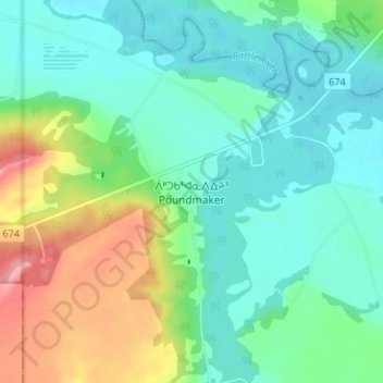 Poundmaker topographic map, elevation, terrain