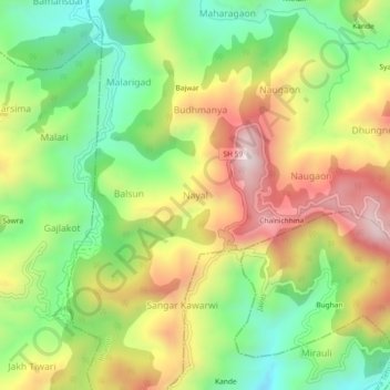 Nayal topographic map, elevation, terrain