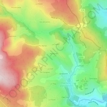 Nermond topographic map, elevation, terrain