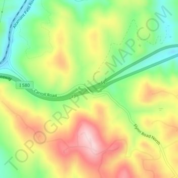 Altamont Pass topographic map, elevation, terrain