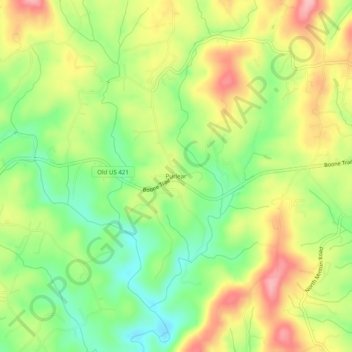 Purlear topographic map, elevation, terrain