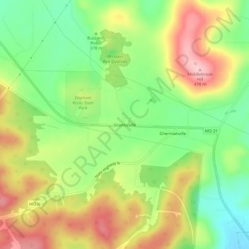 Graniteville topographic map, elevation, terrain
