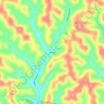 Spraggs topographic map, elevation, terrain
