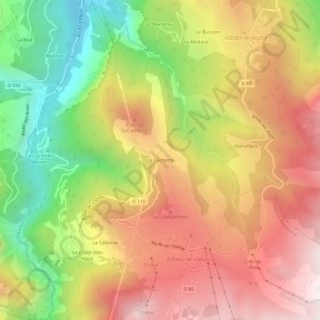 La Cochette topographic map, elevation, terrain