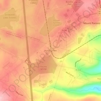 Pocono Summit topographic map, elevation, terrain