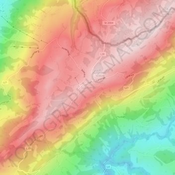 Sulzberg topographic map, elevation, terrain