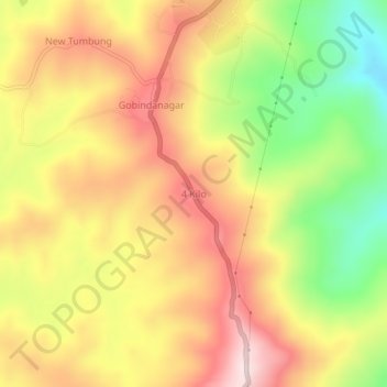 4 Kilo topographic map, elevation, terrain