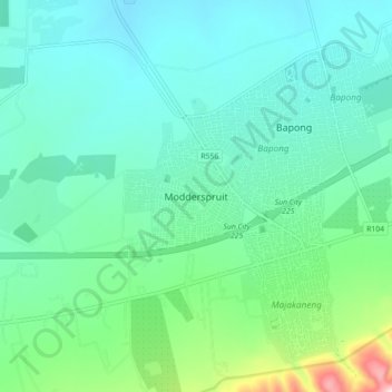 Modderspruit topographic map, elevation, terrain