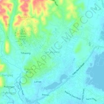 San Vicente topographic map, elevation, terrain
