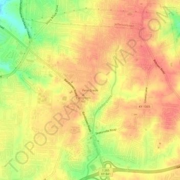 Fern Creek topographic map, elevation, terrain