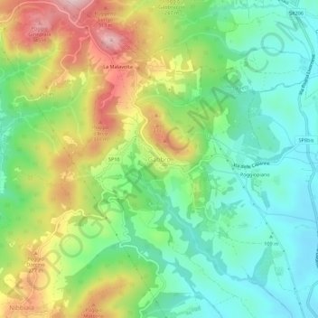 Gabbro topographic map, elevation, terrain