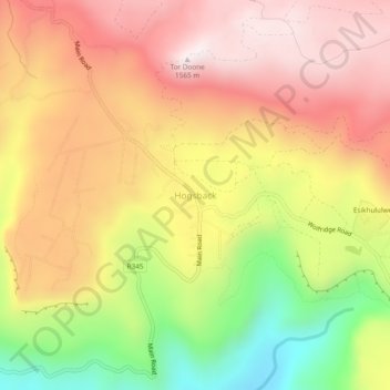 Hogsback topographic map, elevation, terrain