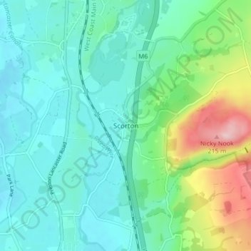 Scorton topographic map, elevation, terrain