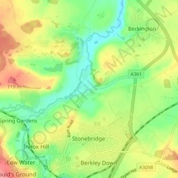 Oldford topographic map, elevation, terrain