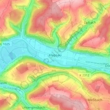 Klepsau topographic map, elevation, terrain