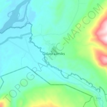 Gitlaxt'aamiks topographic map, elevation, terrain