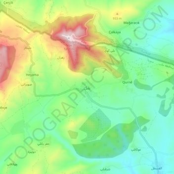 Bulbul topographic map, elevation, terrain