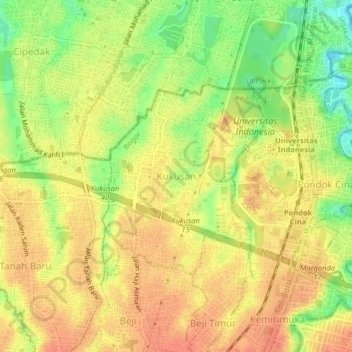 Kukusan topographic map, elevation, terrain