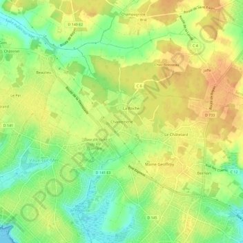 Chantemerle topographic map, elevation, terrain