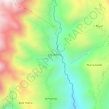 Las Delicias topographic map, elevation, terrain