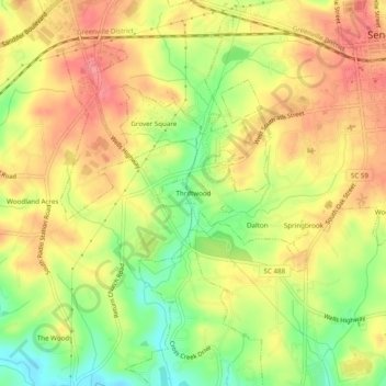Thriftwood topographic map, elevation, terrain