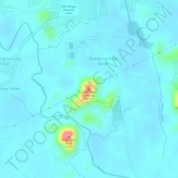 Bukit Balik Hidung topographic map, elevation, terrain