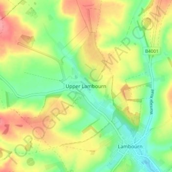 Upper Lambourn topographic map, elevation, terrain