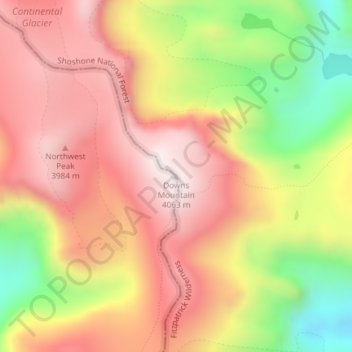 Downs Mountain topographic map, elevation, terrain