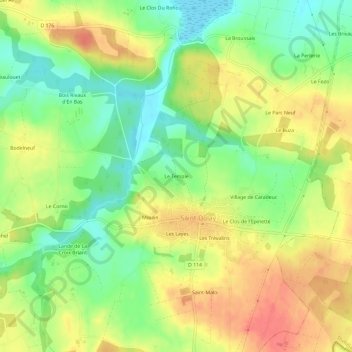 Le Temple topographic map, elevation, terrain