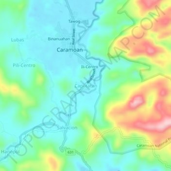 Caputatan topographic map, elevation, terrain