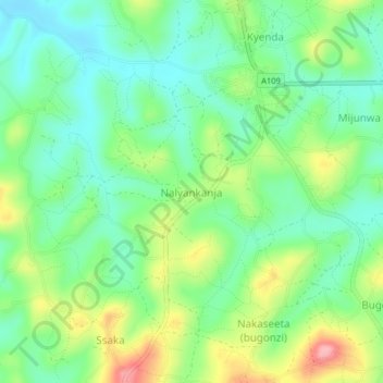 Nalyankanja topographic map, elevation, terrain