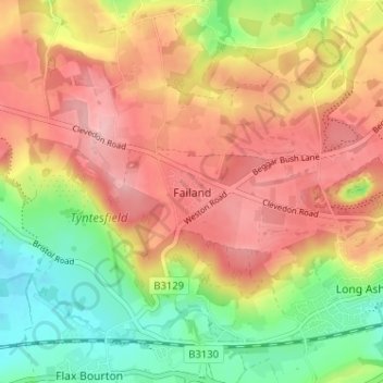 Failand topographic map, elevation, terrain