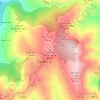 Alto da Fontaneira topographic map, elevation, terrain