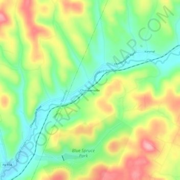 Chambersville topographic map, elevation, terrain