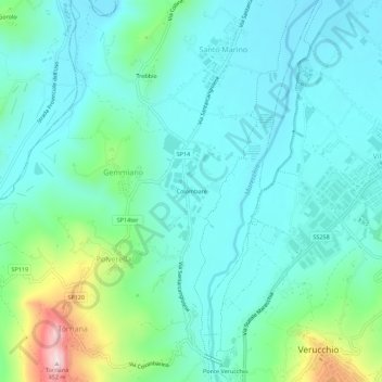 Colombare topographic map, elevation, terrain
