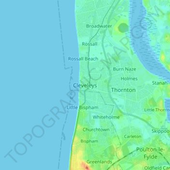 Cleveleys topographic map, elevation, terrain